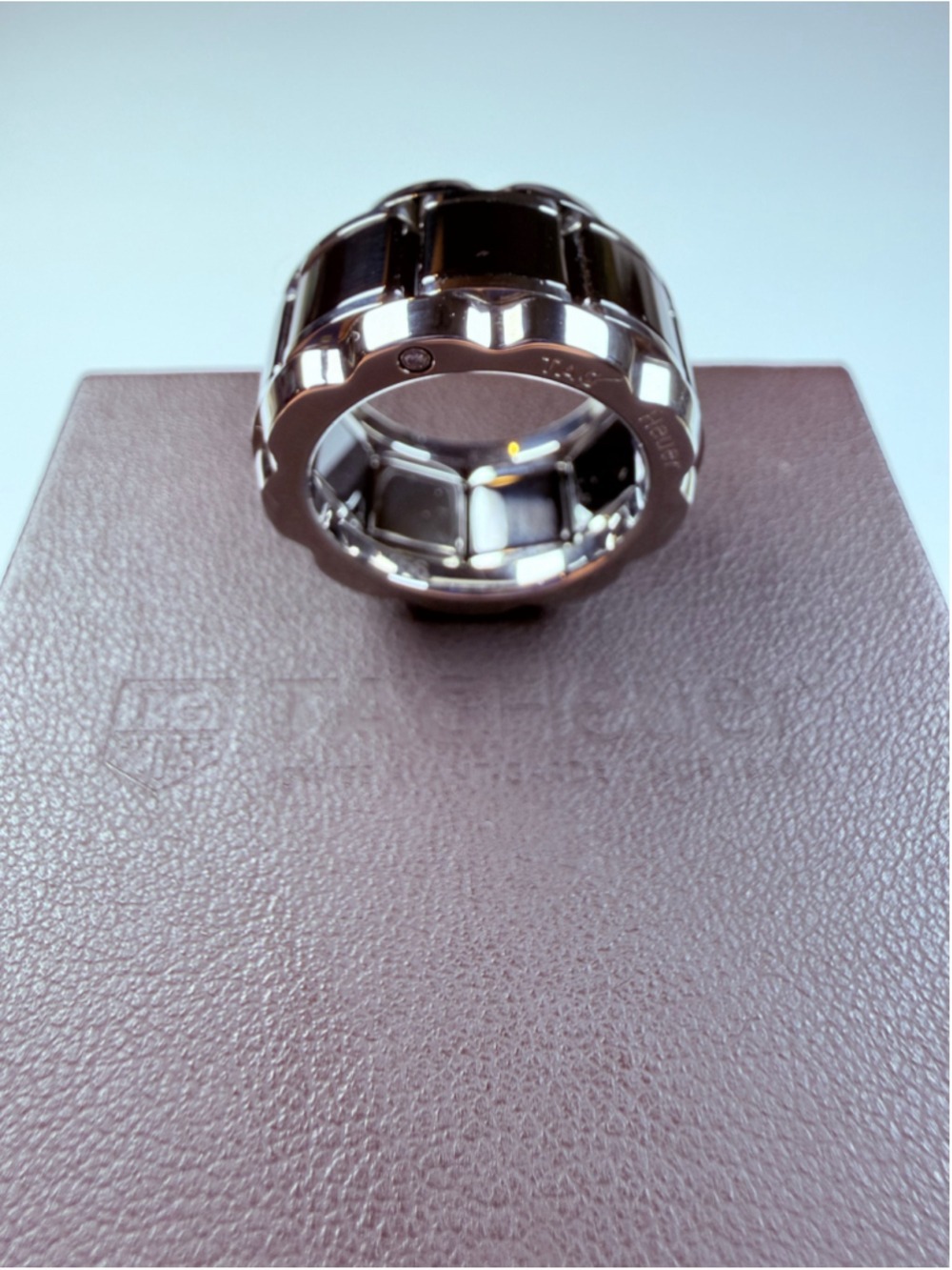 TAG Heuer Real Diamond Black Ceramic Haute Formula 1 Stainless Steel Ring RARE